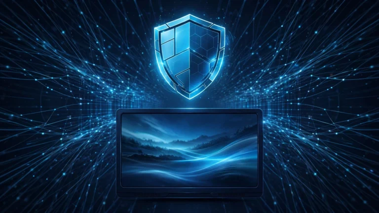 Do I need a VPN for IPTV? Shielded VPN connection protecting an IPTV stream on a TV