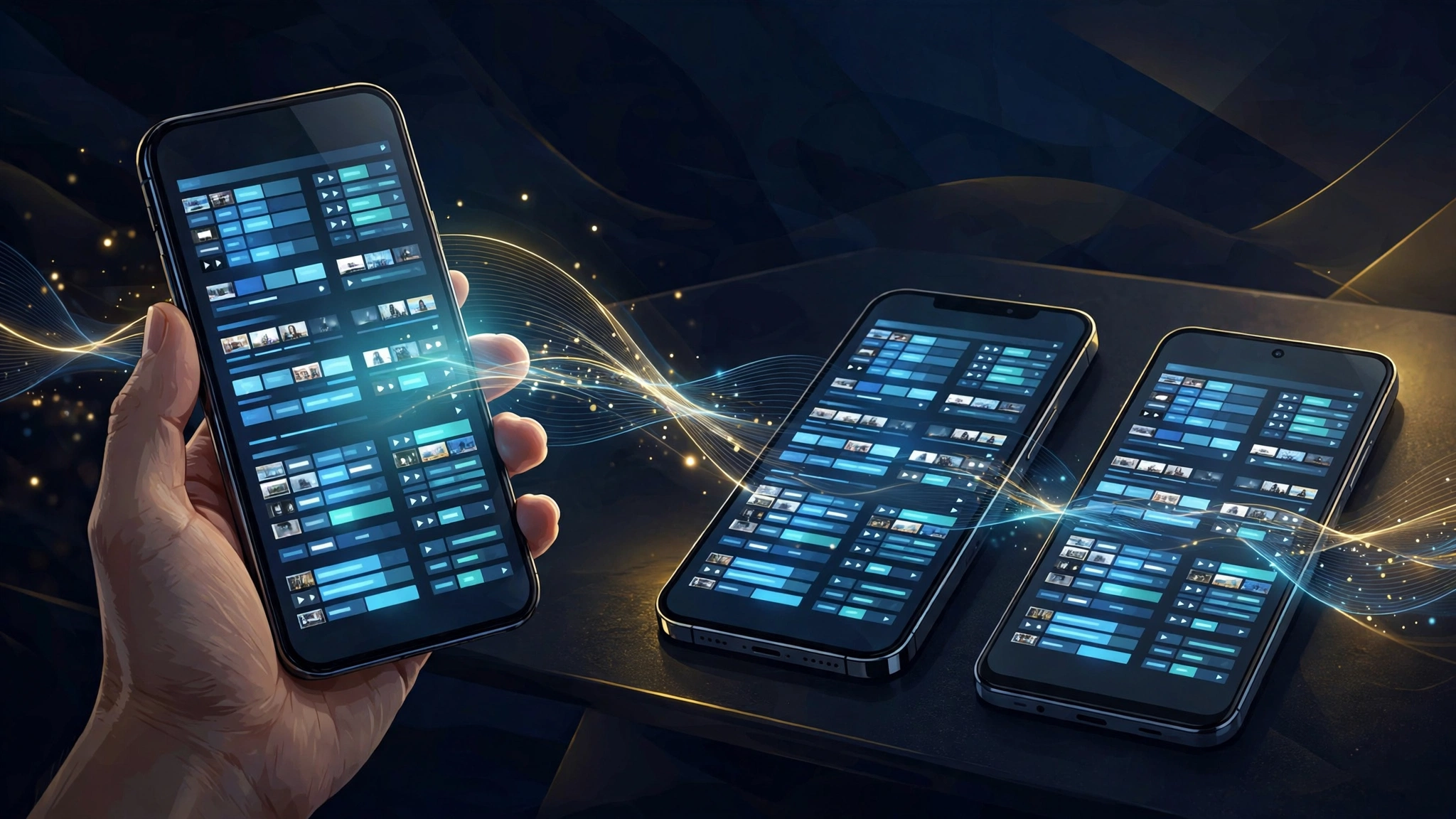 How to watch IPTV on phone — an iPhone-style and Android-style smartphone showing a live TV channel guide
