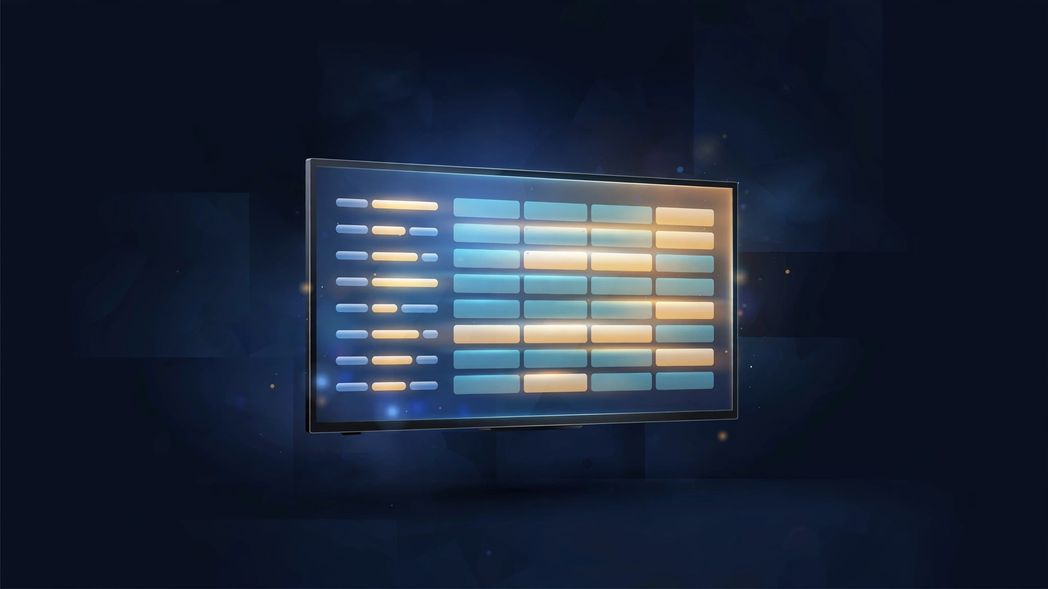What is EPG on IPTV — a TV screen showing an electronic program guide with channel rows and time slots